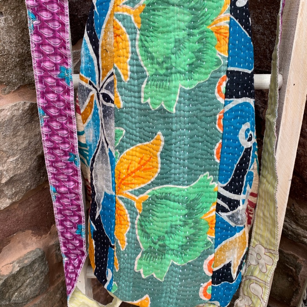 ✨VINTAGE SARI KANTHA QUILTED DRAWSTRING… - Picture 7 of 10